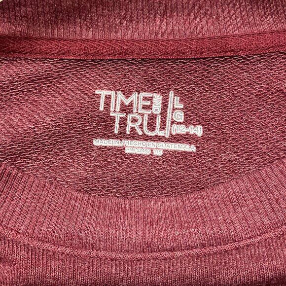 TIME And TRU Maroon Tunic Top Long Sleeve Shirt Sz L 12-14 - Picture 2 of 7